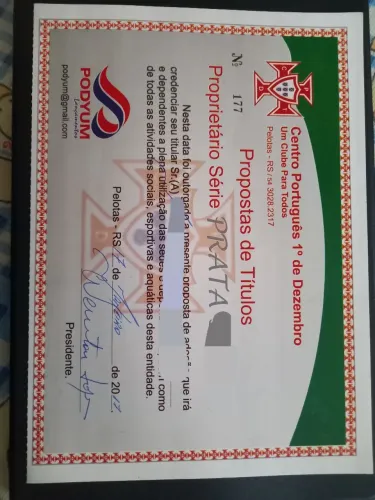 Vendo Título Clube Centro Português 