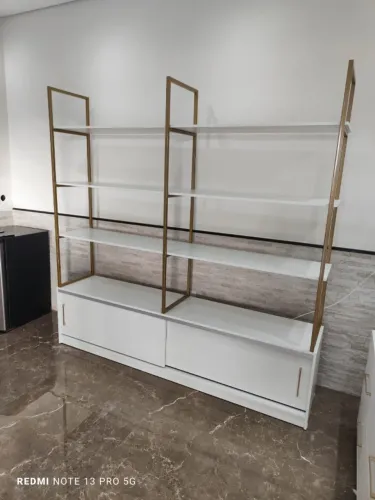 Estante multiuso com porta de correr Metalon 20/20 dourado MDF 15mm 200x200x40