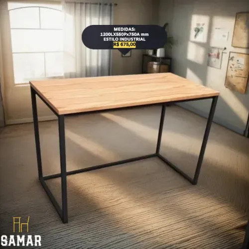 Mesa de Escritório Estilo Industrial - R$ 675,00