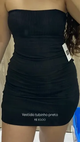 Vestido preto tubinho canelado