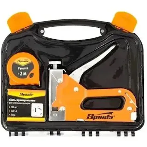 Grampeador de Tapeceiro com Maleta + Trena + 500 Grampos Sparta