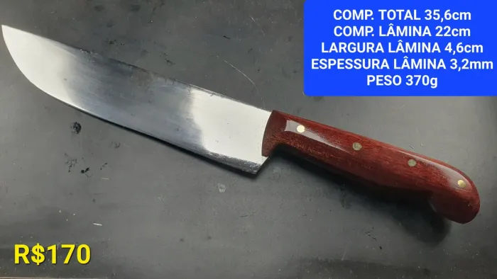 Faca de Churrasco Grande - 35,6cm - Aço Inox - Madeira 