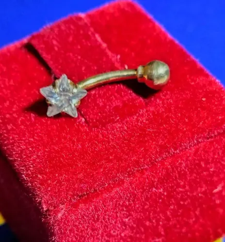 Piercing Ouro 18 Kilates Peso 0.80 Grama 14 mm Estrela 4 mm Maciço                        