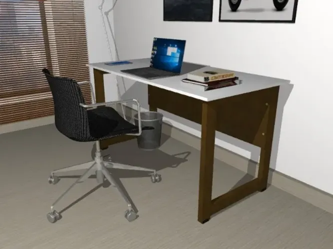 Mesa de Escritório Office Work Delluxe Imbuia. L100cm x P50cm x A74cm