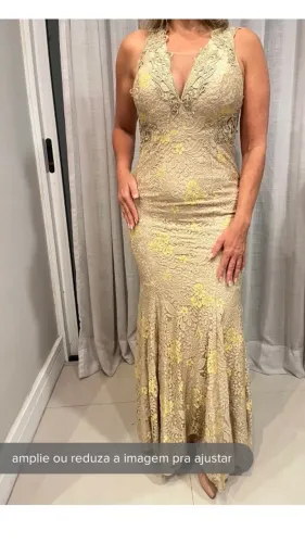 Vestido de Festa Dourado em Renda ? Perfeito para Casamentos e Formaturas