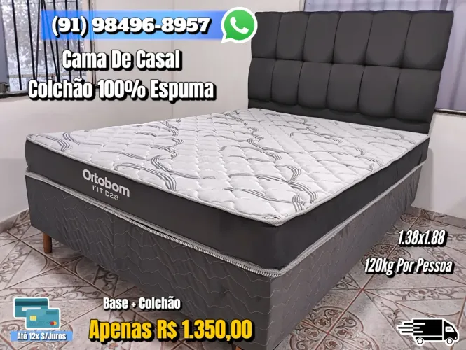 Cama de Casal Ortobom com Colchão 100% Espuma