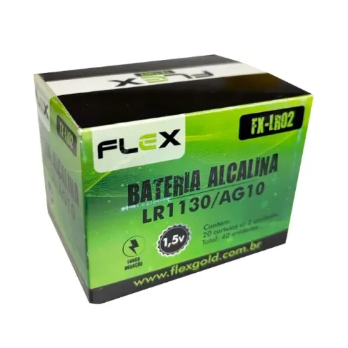 Pilha Bateria Botão LR1130 1.5V. AG10 FLEX Caixa 40 unidades