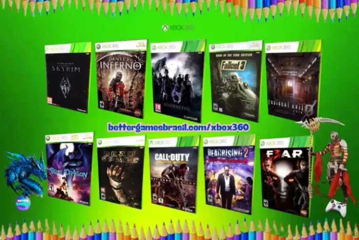 Skyrim - Dantes Inferno : Fallout - Dragon  . Xbox360 . Resident - Dead Call of Duty Fear 