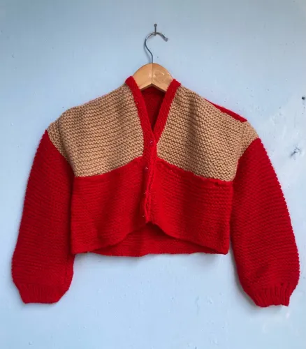 Casaco de lã Infantil Vermelho, Tam 4