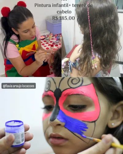 Pintura infantil + tererê no cabelo R$ 200,00