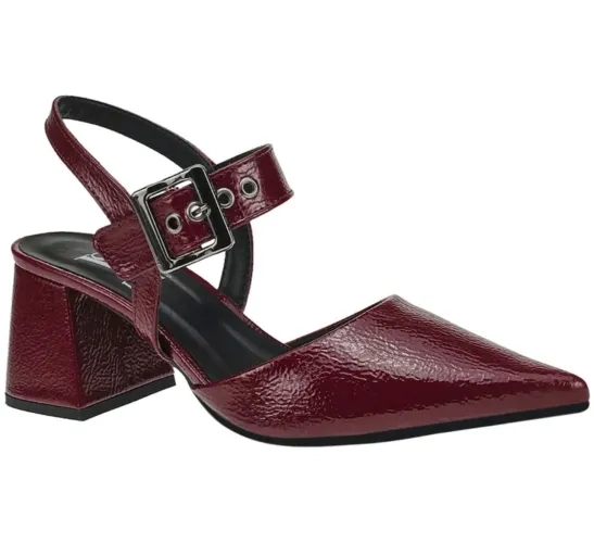 Sapato Social Feminino Scarpin Bico Fino Salto Bloco n. 38 cor Marsala