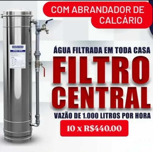 Filtro central com abrandador de calcário