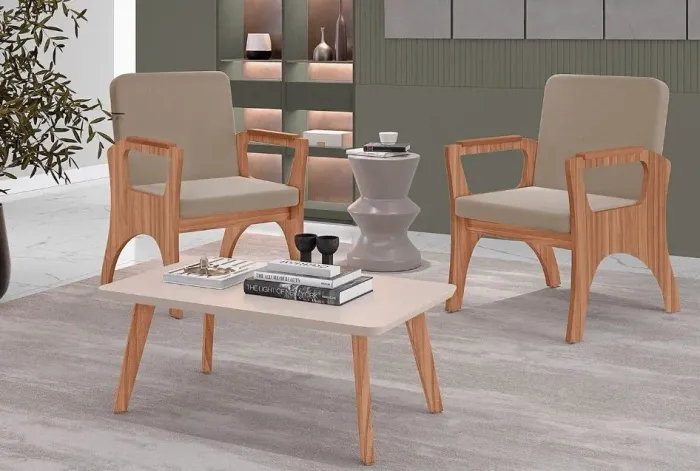 Combo com 2 poltronas e 1 mesa de centro 