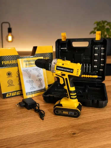 Furadeira Elétrica 12V Sem Fio + Kit de Acessórios R$159