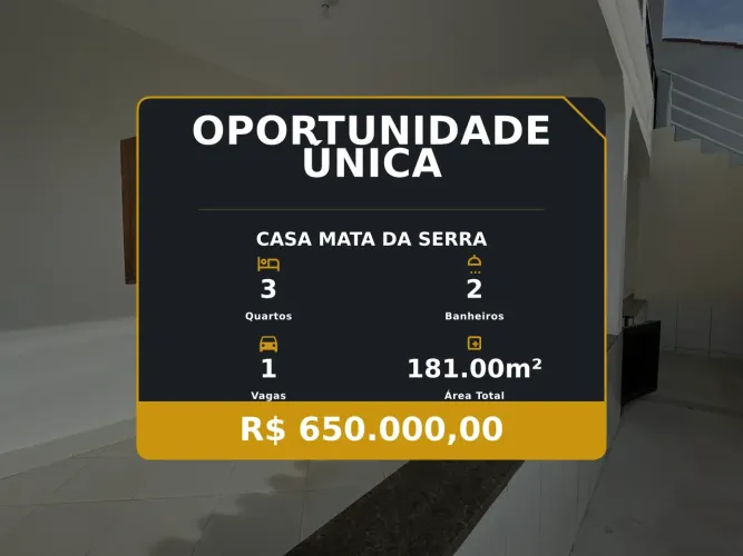Mata da Serra: Casa com 3 Quartos e Sala Ampla para Receber Amigos!