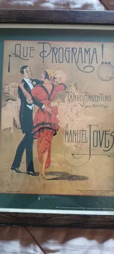 quadro tango vintage. moldurado c vidro. lindo! 22cm. larg e 32cm alt.