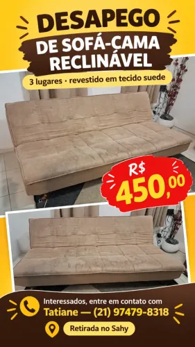 Sofá-cama reclinável com 3 lugares