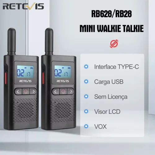 ? Rádio Comunicador Retevis RB28/RB628 - Kit com 2 Unidades