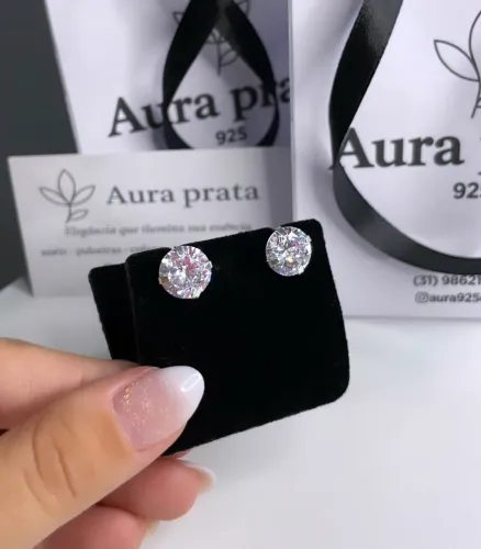 Brinco ponto de luz 10mm prata 925 legítima 