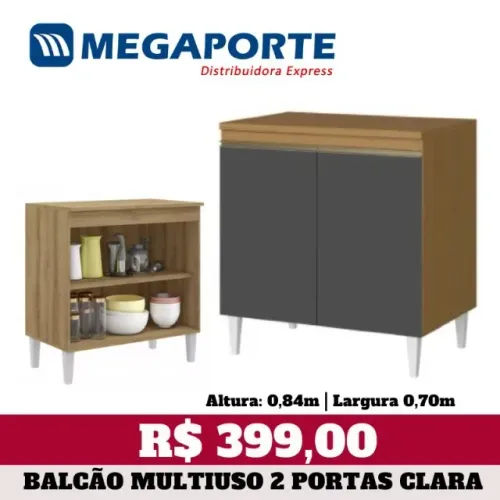 Balcão de Cozinha 2 Portas com 1 Prateleira (Novo) Entrega Grátis!