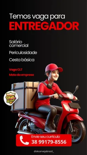 Vaga Entregador Distribuidora Bebidas