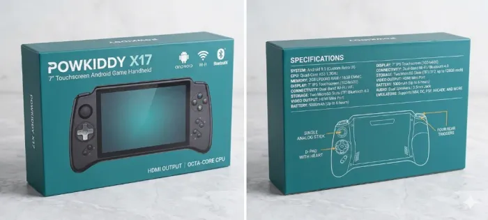 ?Vídeo Game Portátil PowKiddy X17 7 Polegadas Touchscreen