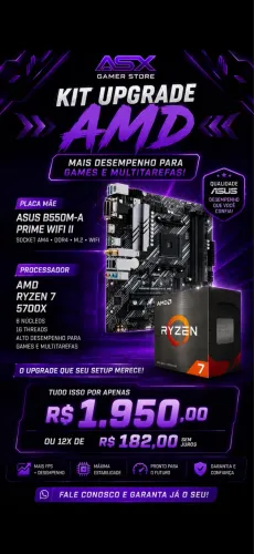 Kit Upgrade Ryzen 7 5700x + B550m Asus 4slot
