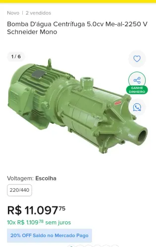 Vendo bomba para irrigação 