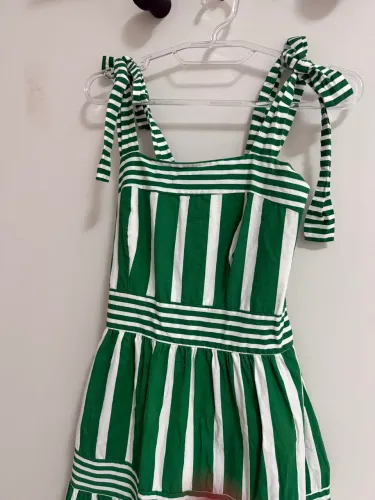 Vestido Longo Verde Listrado