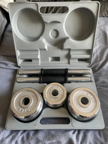 Kit de Halteres Cromados com Maleta Raridade Perfeito estado 
