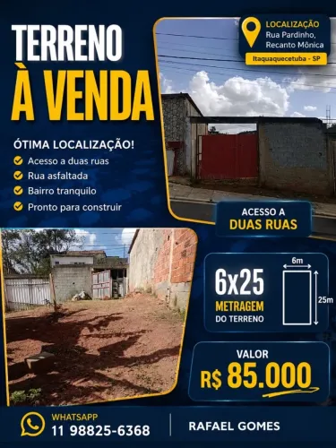 TERRENOS À VENDA - RECANTO MÔNICA | ITAQUAQUECETUBA/SP