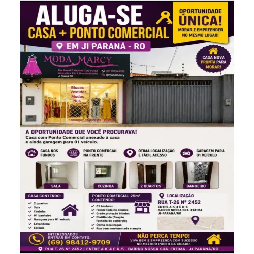 Aluga-se casa C/ Ponto Comercial