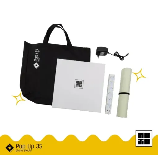 Mini estúdio fotográfico portátil Mutu 35 cm com iluminação LED para foto de produtos