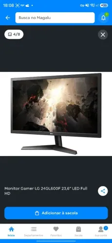 Monitor Gamer LG 24GL600F 23,6? LED Full HD - HDMI 144Hz 1ms