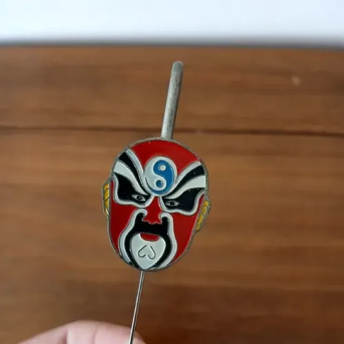marcador de página em metal máscara chinesa vintage