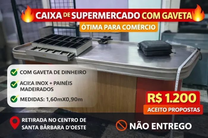 Caixa de supermercado / check-out com gaveta - R$ 1.200