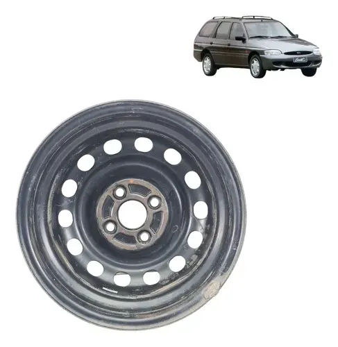 Roda Aro 14 Original Ford Courier Escort Sw Perua Cor Prata Prateado