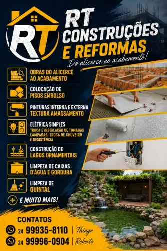 RT Construções e Reformas | Do Alicerce ao Acabamento | Orçamento sem Compromisso