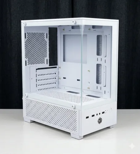 Gabinete Gamer Aquário Snow White - Lateral e Frente em Vidro Temperado