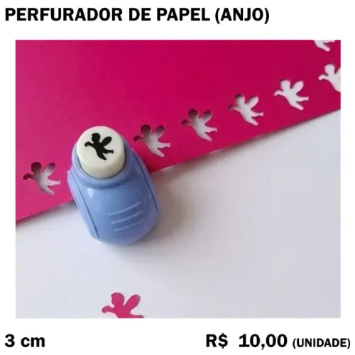 Perfurador de Papel - menina, sino, libélula, anjo, guarda-chuva