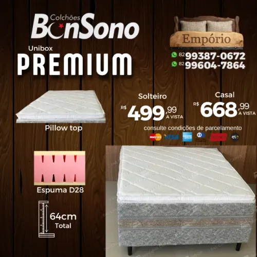 Unibox cama solteiro ou casal espuma d28 pronta entrega consulte marca Bonsono