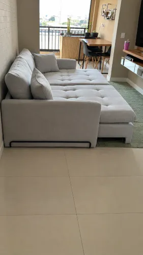 Sofá linho cinza claro retrátil