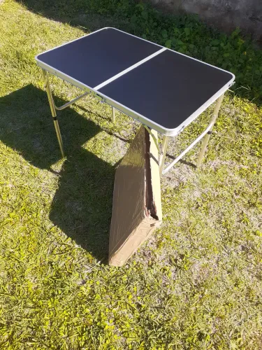 Mesa dobrável de alumínio vira maleta 90x60 (NOVA NA CAIXA) Camping - Ambulante - Camelô