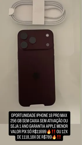 IPhone 18 pro max novo sem ativação