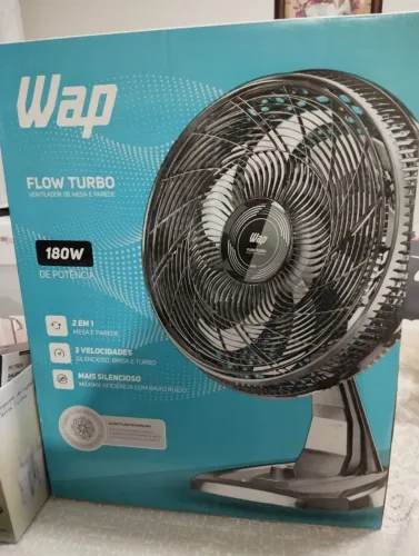 Ventilador WAP de Mesa e Parede 50cm FLOW TURBO, 8 Pás e 3 Velocidades, 180W 127V