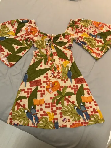 Vestido linho estampado PP