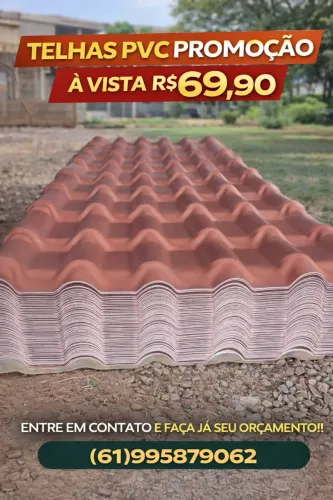 Telhas pvc plan 2.42x88 cor cerâmica a vista apenas R$69,90 