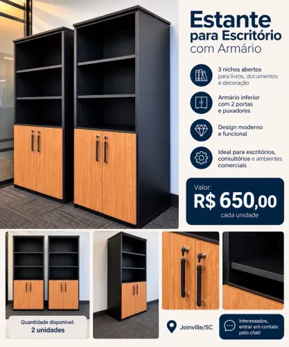 Estante para Escritório com Armário - R$ 650 cada