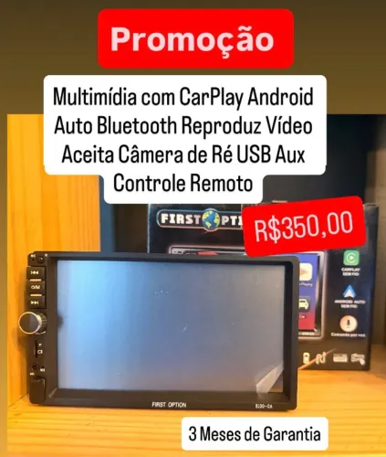 Multimídia Carplay Android Auto Mp5 Bluetooth Entrada Camera de Re Usb Aux Sd 2 Din Painel