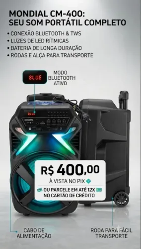? CAIXA DE SOM MONDIAL CM-400 - NOVA! ?